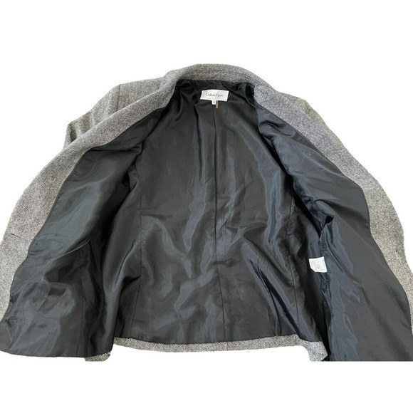 Calvin Klein Gray Blazer Womens Size 12 Sport Jacket Wool Single Button Front - Picture 7 of 11